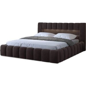 Tmavě hnědá čalouněná dvoulůžková postel s úložným prostorem s roštem 180x200 cm Lamica – ELTAP obraz