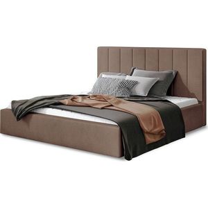 Hnědá čalouněná dvoulůžková postel s úložným prostorem s roštem 140x200 cm Audrey – ELTAP obraz