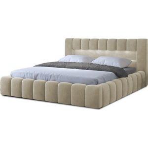 Béžová čalouněná dvoulůžková postel s úložným prostorem s roštem 160x200 cm Lamica – ELTAP obraz