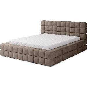Světle hnědá čalouněná dvoulůžková postel s úložným prostorem s roštem 180x200 cm Dizzle – ELTAP obraz