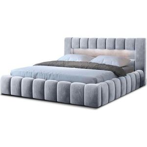 Světle šedá čalouněná dvoulůžková postel s úložným prostorem s roštem 140x200 cm Lamica – ELTAP obraz