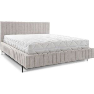 Béžová čalouněná dvoulůžková postel s úložným prostorem s roštem 180x200 cm Plissa – ELTAP obraz