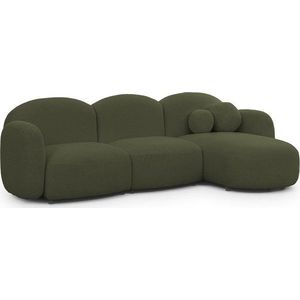 Zelená rohová pohovka z textilie bouclé (pravý roh/s lenoškou) Orbit – Ropez obraz