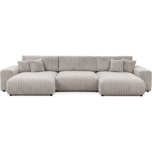 Světle šedá manšestrová rozkládací/s úložným prostorem rohová pohovka (do "U") Sarina – Ropez obraz