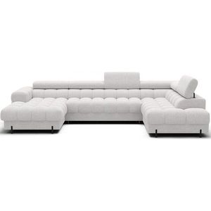 Krémová rozkládací rohová pohovka z textilie bouclé (pravý roh/do "U") Feraria – ELTAP obraz