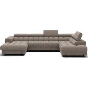 Světle hnědá sametová rozkládací rohová pohovka (pravý roh/do "U") Feraria – ELTAP obraz