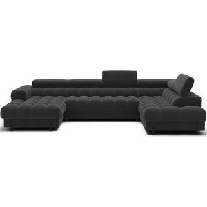 Tmavě šedá rozkládací rohová pohovka z textilie bouclé (pravý roh/do "U") Feraria – ELTAP obraz