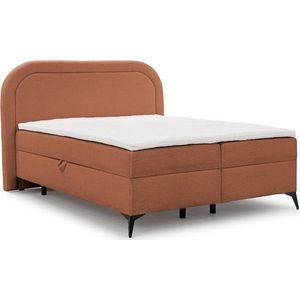 Oranžová boxspring postel s úložným prostorem 200x200 cm Ornes – Ropez obraz