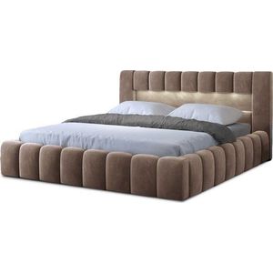 Světle hnědá čalouněná dvoulůžková postel s úložným prostorem s roštem 180x200 cm Lamica – ELTAP obraz
