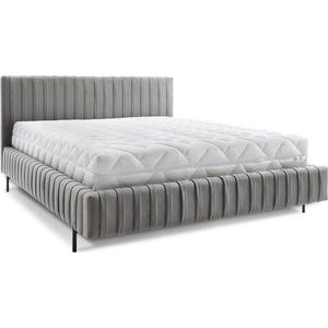 Šedá čalouněná dvoulůžková postel s úložným prostorem s roštem 180x200 cm Plissa – ELTAP obraz