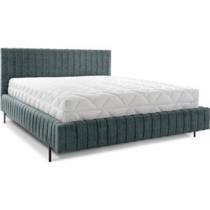 Čalouněná dvoulůžková postel s úložným prostorem s roštem 180x200 cm v petrolejové barvě Plissa – ELTAP obraz
