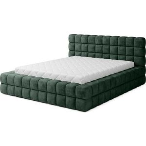 Tmavě zelená čalouněná dvoulůžková postel s úložným prostorem s roštem 160x200 cm Dizzle – ELTAP obraz