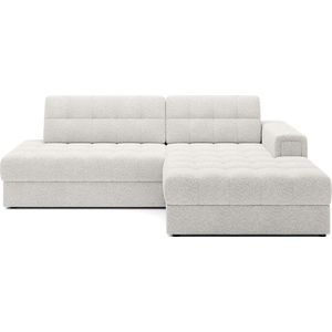 Krémová rozkládací rohová pohovka z textilie bouclé (pravý roh/s lenoškou) Blezalt – ELTAP obraz