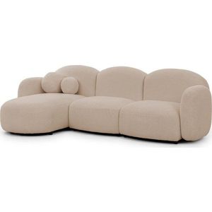Světle hnědá rohová pohovka z textilie bouclé (levý roh/s lenoškou) Orbit – Ropez obraz