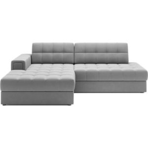 Šedá sametová rozkládací rohová pohovka (levý roh/s lenoškou) Blezalt – ELTAP obraz
