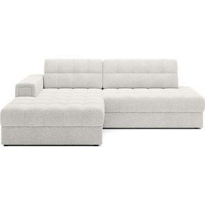 Krémová rozkládací rohová pohovka z textilie bouclé (levý roh/s lenoškou) Blezalt – ELTAP obraz