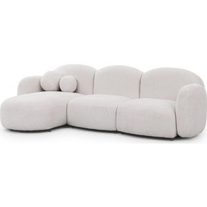 Krémová rohová pohovka z textilie bouclé (levý roh/s lenoškou) Orbit – Ropez obraz