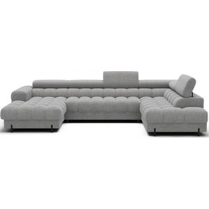 Šedá rozkládací rohová pohovka z textilie bouclé (pravý roh/do "U") Feraria – ELTAP obraz