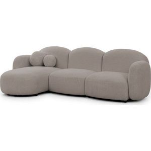 Šedá rohová pohovka z textilie bouclé (levý roh/s lenoškou) Orbit – Ropez obraz