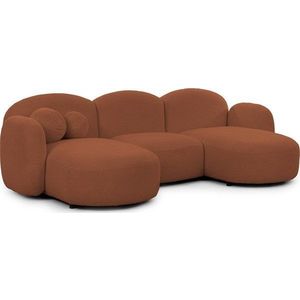 Rohová pohovka z textilie bouclé v terakotové barvě (do "U") Orbit – Ropez obraz