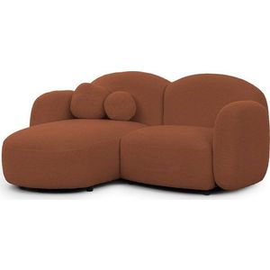 Rohová pohovka z textilie bouclé v terakotové barvě (levý roh/s lenoškou) Orbit – Ropez obraz