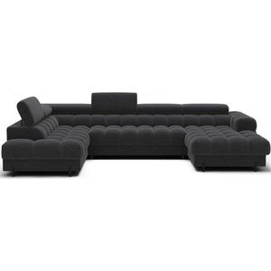 Tmavě šedá rozkládací rohová pohovka z textilie bouclé (levý roh/do "U") Feraria – ELTAP obraz