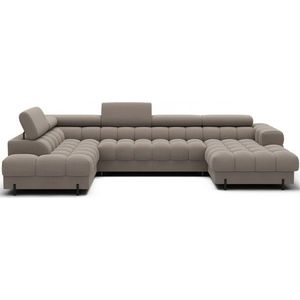 Světle hnědá sametová rozkládací rohová pohovka (levý roh/do "U") Feraria – ELTAP obraz