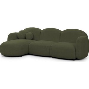 Zelená rohová pohovka z textilie bouclé (levý roh/s lenoškou) Orbit – Ropez obraz