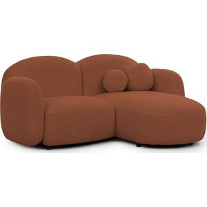 Rohová pohovka z textilie bouclé v terakotové barvě (pravý roh/s lenoškou) Orbit – Ropez obraz