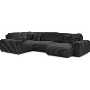 Tmavě šedá manšestrová rohová pohovka (levý roh/do "U") Justin – Ropez obraz