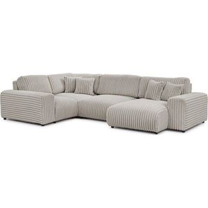 Světle šedá manšestrová rohová pohovka (levý roh/do "U") Justin – Ropez obraz