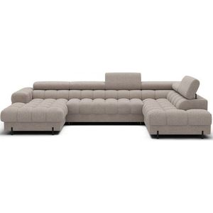 Béžová rozkládací rohová pohovka z textilie bouclé (pravý roh/do "U") Feraria – ELTAP obraz