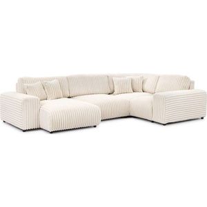 Krémová manšestrová rohová pohovka (pravý roh/do "U") Justin – Ropez obraz