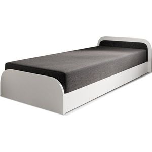 Bílá/tmavě šedá čalouněná/z dřevotřísky jednolůžková postel s úložným prostorem s matrací 80x190 cm Parys – ELTAP obraz