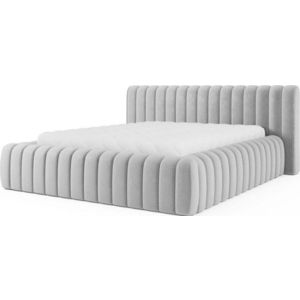 Světle šedá čalouněná dvoulůžková postel s úložným prostorem s roštem 180x200 cm Carilla – ELTAP obraz