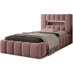 Růžová čalouněná jednolůžková postel s úložným prostorem s roštem 90x200 cm Lamica – ELTAP obraz