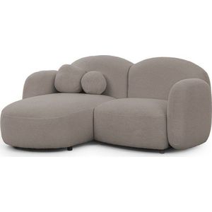 Šedá rohová pohovka z textilie bouclé (levý roh/s lenoškou) Orbit – Ropez obraz