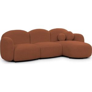 Rohová pohovka z textilie bouclé v terakotové barvě (pravý roh/s lenoškou) Orbit – Ropez obraz