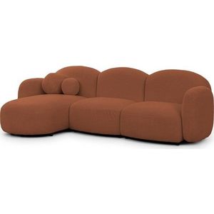 Rohová pohovka z textilie bouclé v terakotové barvě (levý roh/s lenoškou) Orbit – Ropez obraz