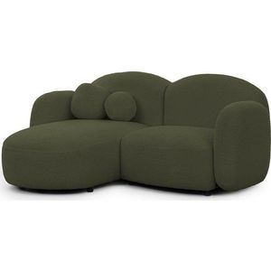 Zelená rohová pohovka z textilie bouclé (levý roh/s lenoškou) Orbit – Ropez obraz