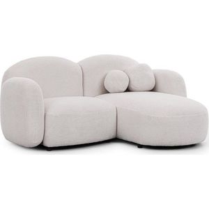 Krémová rohová pohovka z textilie bouclé (pravý roh/s lenoškou) Orbit – Ropez obraz