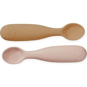 Dětské lžičky v sadě 2 ks ze silikonu v lososové barvě/světle žlutá Coral Mix – Cam Cam Copenhagen obraz