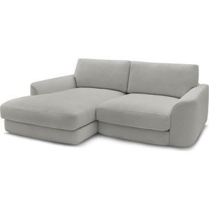 Světle šedá rohová pohovka z textilie bouclé (levý roh/s lenoškou) Leonore – Bobochic Paris obraz