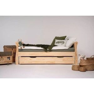 Dětská postel z borovicového dřeva s výsuvným lůžkem s úložným prostorem s roštem 90x200 cm v přírodní barvě Roma – Adeko obraz