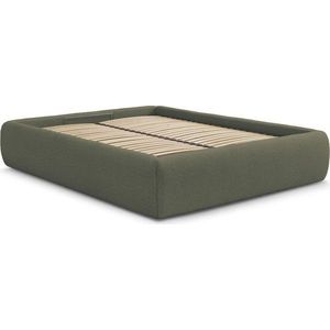 Tmavě zelená čalouněná dvoulůžková postel s úložným prostorem/bez čela s roštem 180x200 cm Inera – Bobochic Paris obraz