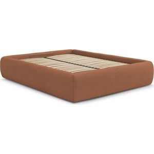 Oranžová čalouněná dvoulůžková postel s úložným prostorem/bez čela s roštem 180x200 cm Inera – Bobochic Paris obraz