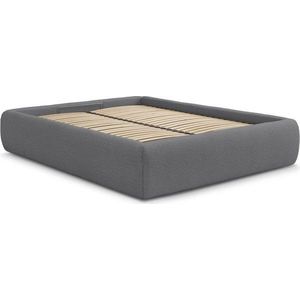 Tmavě šedá čalouněná dvoulůžková postel s úložným prostorem/bez čela s roštem 160x200 cm Inera – Bobochic Paris obraz
