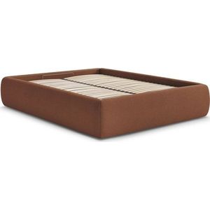 Oranžová čalouněná dvoulůžková postel s úložným prostorem/bez čela s roštem 160x200 cm Inera – Bobochic Paris obraz