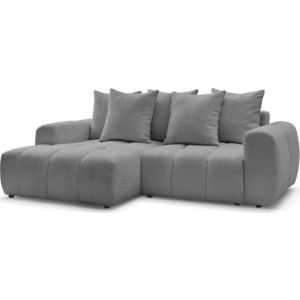 Šedá rozkládací/s úložným prostorem rohová pohovka z textilie bouclé (levý roh/s lenoškou) Roxelane – Bobochic Paris obraz