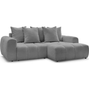 Šedá rozkládací/s úložným prostorem rohová pohovka z textilie bouclé (pravý roh/s lenoškou) Roxelane – Bobochic Paris obraz